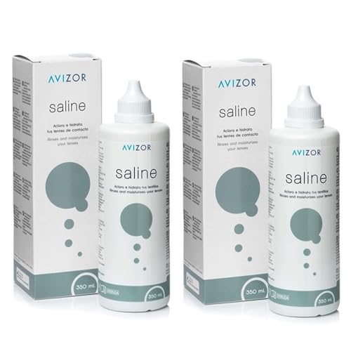 Avizor Saline Pack 2x350ml - Solución Salina para Todo Tipo de Lentillas - Hidratación y Aclarado Duradero - Limpieza Suave y Eficaz - Solución Completa para el Cuidado Ocular