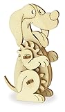 AoneFun Wooden 3D Puzzle for Kids & Adults - Dog Model with Mechanical Gears, 1 Piece, 6.75 x 5.0 inches, Wood Craft, Ages 8+, Unisex