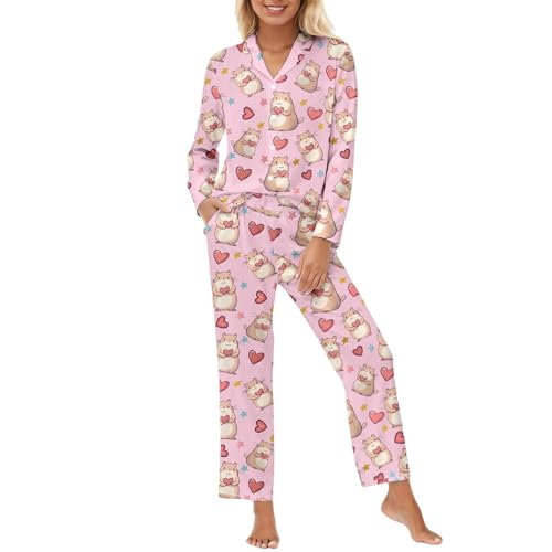 Pyjama femme ensemble automne hiver avec pantalon taille haute douillet
