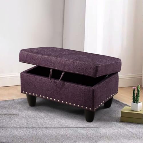 Image of L-Shaped 3-Piece Linen Sofa with Ottoman, Sectional Couch Set for Living Room, Office, Apartment, with Cup Holder, Purple