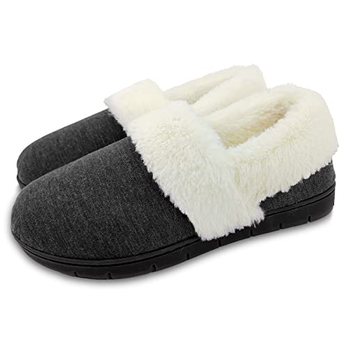 ofoot Womens Winter Warm Clogs Comfortable Cotton House Slippers Mules Memory Foam Insoled Washable Fluffy Indoor Shoes Non Slip Rubber Soles