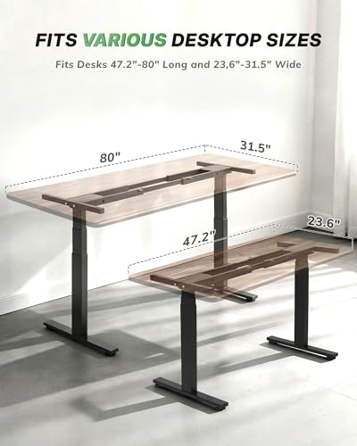 Image of TOPSKY Dual Motor 3-Stage Standing Desk Frame, Electric Height Adjustable Sit Stand Desk Legs for DIY Table Tops up to 80 inch x 31.5 inch, 300 lb Heavy Duty Capacity with Memory Controller, Black Frame Only