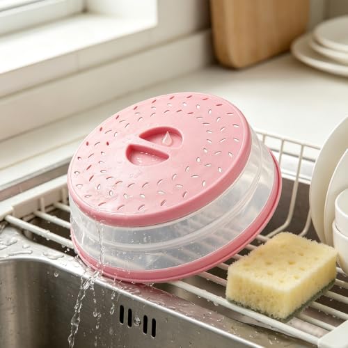 Image of Set of 3 Collapsible Microwave Splatter Cover, | yellow,Microwave Plate Cover With Steam Vent