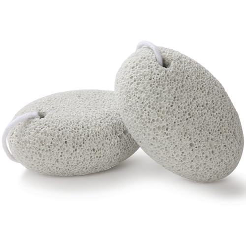 2PCS Natural Foot Pumice Stone for Feet, Borogo Lava Pedicure Tools Hard Skin Callus Remover for Feet and Hands - Remove Dead Skin, Heels, Elbows White