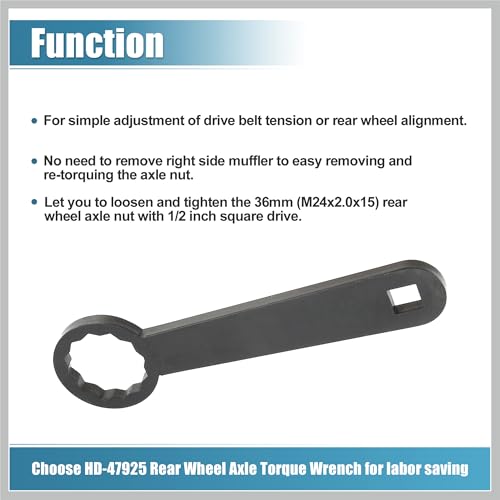 Image of Rear Axle 36mm Wrench Tool Rear Wheel Axle Torque Wrench Hand Tool for Harley Touring Motorcycle HD-47925 Axle Nut Torque Adapter for Adjust Belt Tension Black Car Parts