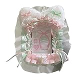 Funda para tarjetas fotográficas con volantes, encaje de orejas de gato, tarjeta fotográfica con cadena de perlas, tarjetas fotográficas, funda protectora para mujer