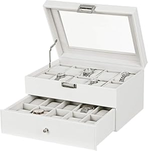 Bewishome SSH04W Uhrenbox 20 Fächer Weiß