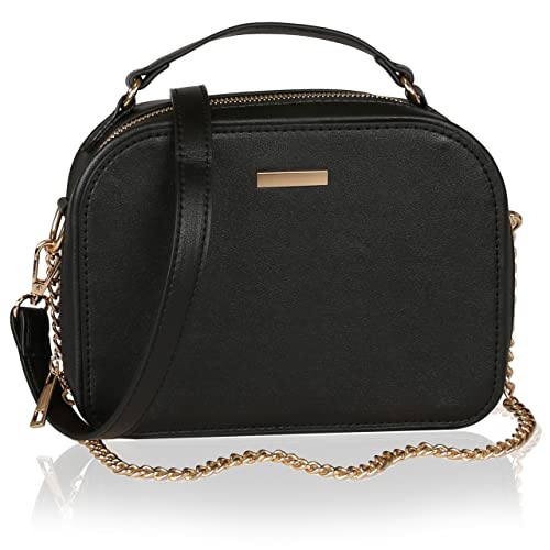 Sac à bandoulière 21x15,5x7,5 cm noir de forme coffre géométrique