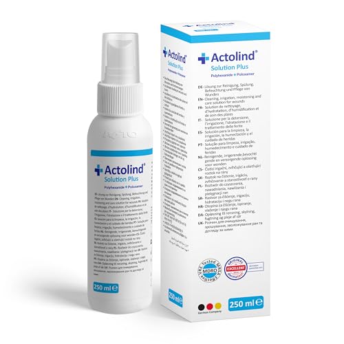 Actolind Solution Plus Antiseptic Solution for Wound Irrigation and Moisturising Care of Acute Chronic and Infected Wounds | CE Class III Medical Device | 250 ml