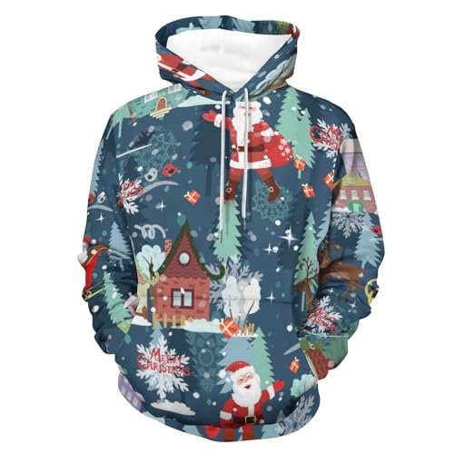 Sweat à capuche Noël UMENG unisexe pull à manches longues taille S