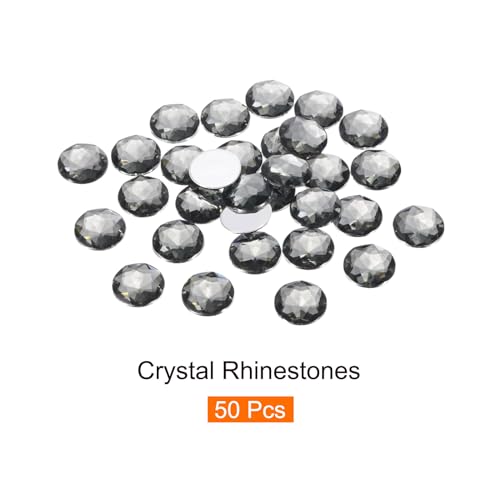 Image of MECCANIXITY Flat Back Round Acrylic Rhinestones,20mm Grey Flatback Crystal Rhinestones for Crafts Clothes Shoes DIY Decoration Gifts 50Pcs