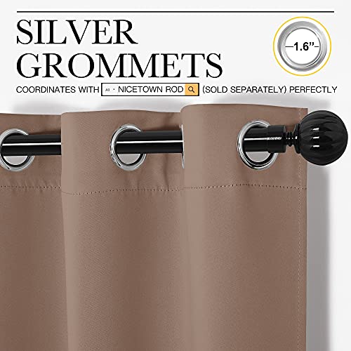Image of NICETOWN Window Treatment Thermal Insulated Solid Grommet Blackout Curtains /Drapes for Bedroom (1 Pair, 42 by 84 Inch, Cappuccino)