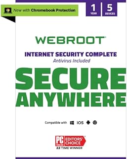 Webroot Internet Security Complete | Antivirus Software 2022 | 5 Device|1 Year Keycard Delivery for PC/Mac/Chromebook/Android/IOS + Password Manager, Performance Optimizer & Cloud Backup