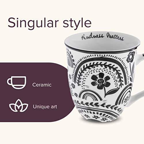 image for Karma Gifts 16 oz Black and White Boho Mug Rainbow - Cute Coffee and T