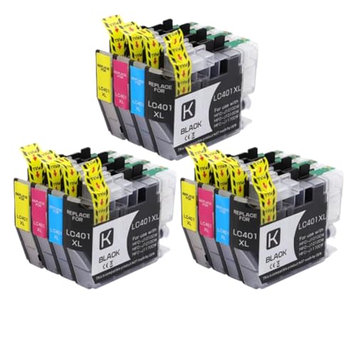 Cartucho LC401 XL compatible con MFC-J1010DW y MFC-J1170DW pack de 12 unidades de tinta