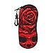AERMSSEY red Rose Skull Abstract Black Sunglasses Case for Men Women Soft Ultra Light Neoprene Zipper Eyeglass Case with Belt Clip