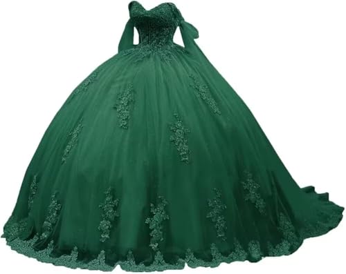 Ftupza Emerald Green Quinceanera Dresses Puffy Tulle Off Shoulder...