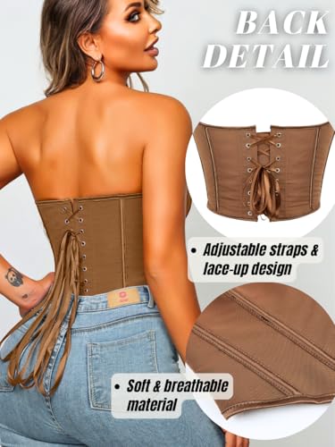 Image of ChiaoLezhee Heart Corset Top For Women, Sexy Concert Outfits Going Out, Strapless Crop Top, Overbust Bustier