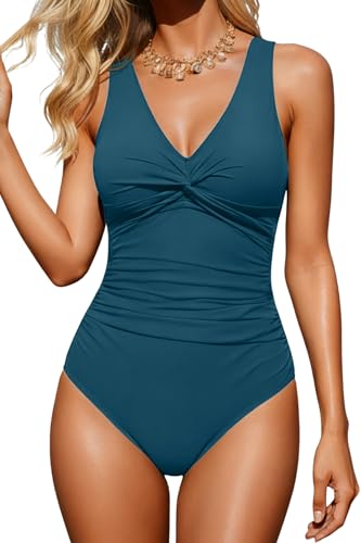 Holipick Green Women Tummy Control One Piece Swimsuit - Push Up Bathing Suit Full Coverage Slimming Swimwear M