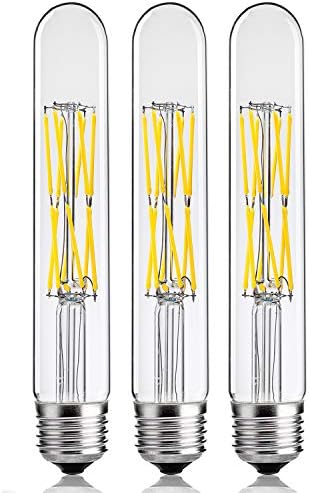 LEOOLS 12W Dimmable Edison Led Tubular Bulb T10/T30,E26 Medium Base Filament Lamp 100 Watt Equivalent 4000K Daylight Glow,Vintage Antique Bulbs,7.3in(185mm),3-Pack
