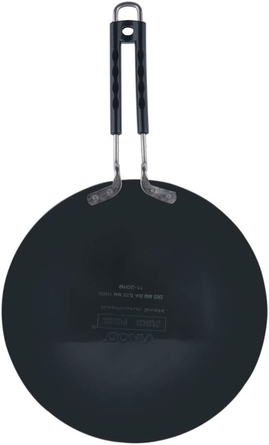 Vinod Black Pearl Hard Anodised Tawa - 26.5 سم | 5.25 مم سمك | ملعقة معدنية ودية | Riveted مقبض قوي | Roti طويل الأمد، Paratha Tawa | |  Toxin Free