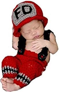Matissa Baby,Clothing,Baby Boys 0-24m,Knitwear MATISSA Newborn Baby Girl/Boy Crochet Knit Costume Photography Prop Outfits (Fire Fighter 1)