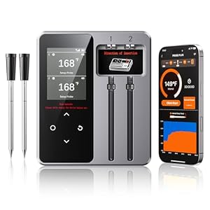 Newise Wireless Bluetooth Meat Thermometer – 2 Probes & App Control, Smart Digital Food Thermometer for Cooking, Oven, Smoker, BBQ, Grill Tools for Men Him Dad
