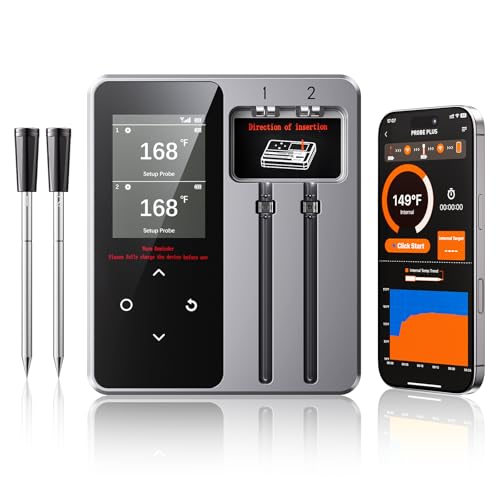 Newise Wireless Bluetooth Meat Thermometer with 2 Probes & App Control, Birthday Gifts for Men Dad Husband, Smart Digital Thermometer for Cooking, Oven, Smoker, BBQ, Grill