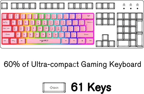 Image of HXSJ V700 Wired Gaming Keyboard RGB Streamer 61-key Gaming Keyboard for Game /Office Black (Pink)