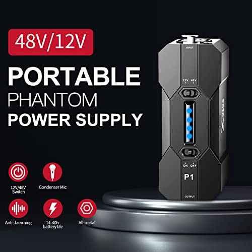 Xvive P1 48V/12V Portable Phantom Power Supply With Rechargeable Battery For Xlr Condenser, Shotgun Microphone #TOP1