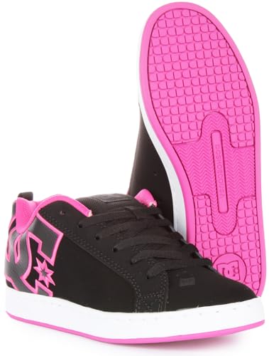 DC DC womens Court Graffik Skate Shoe, Black/Pink Stencil, 8 US