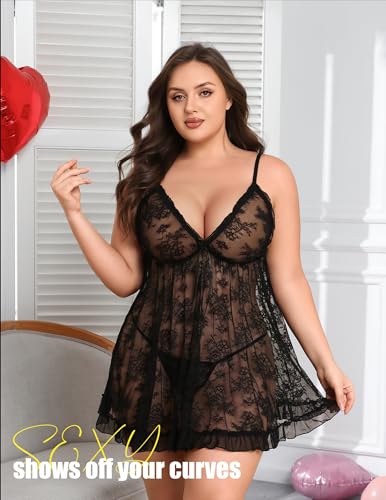 Avidlove Plus Size Women Sexy Lace Babydoll Chemise - image 5