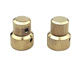 Guyker 2Pcs Brass Concentric Stacked Knobs, Dual Knurled Control Knobs, High Grade Dome Volume Tone Knob Replacement for Electric Guitar or Precision Bass - CNC Machined (Golden)