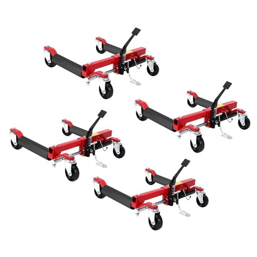 Car Wheel Dolly Jack Set 6000LBS Capacity Wheel Dolly with Hydraulic Tire Jack & Twin Rollers Heavy Duty Rollers with Foot Pedal for Tire Auto Repair Moving - Set of 4