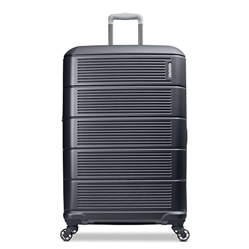 Image of American Tourister Stratum 2.0 Expandable Hardside Luggage with Spinner Wheels, 28-Inch Checked-Large, Charcoal
