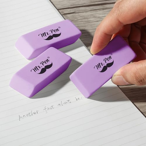 Image of Mr. Pen- Pencil Eraser, 12 Pack, Purple | Large Latex Free Block Erasers for School, Office, Art Sketching, Homework, Exams, Clean Smudge-Free Correction