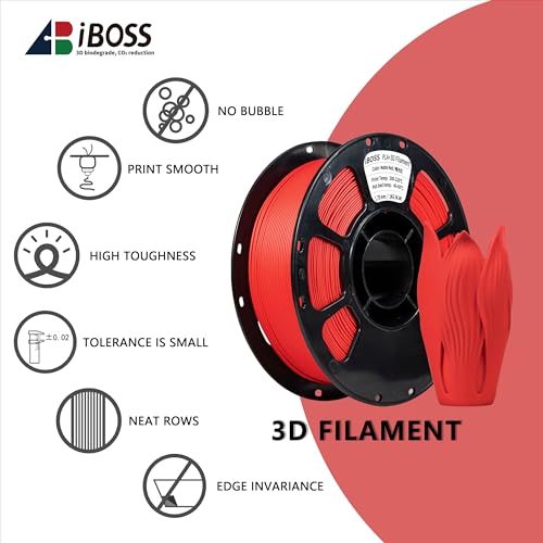 Image of iBOSS Matte PLA+ 3D Printer Filament 1.75mm, Matt Surface & Low Warping Filament 1kg Spool (2.2 lbs), Accuracy + /- 0.02 mm, 3D Printing Filament Fit Most FDM Printers (Matte Red)