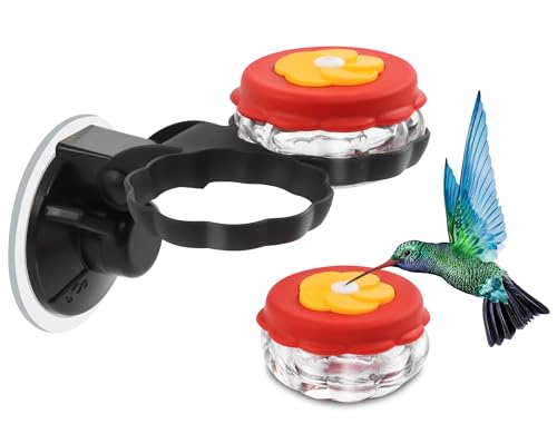 Gbekery Handheld Hummingbird Feeders (Set of 2) with Window Mount Suction Cup, New Upgraded Small Glass Hummingbird Feeder for Outdoors, Mini Window Humming Birds Feeders