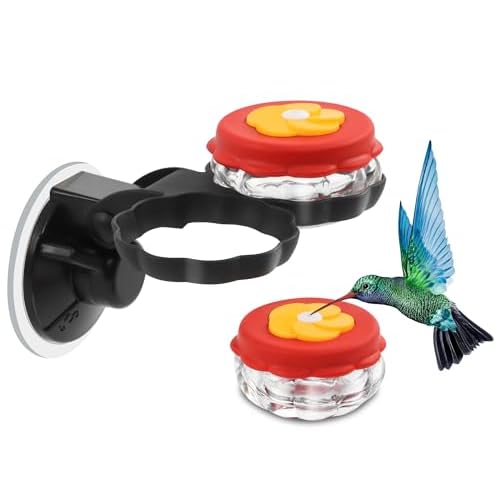 Gbekery Handheld Hummingbird Feeders (Set of 2) with Window Mount Suction Cup, New Upgraded Small Glass Hummingbird Feeder for Outdoors, Mini Window Humming Birds Feeders