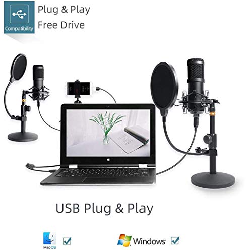 Microfone USB Studio PC profissional 192KHZ/24Bit Podcast Kit de microfone condensador cardioide com