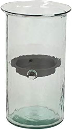 MY SWANKY HOME Portavelas clásico mediano de 10 pulgadas de alto con textura de huracán rústico