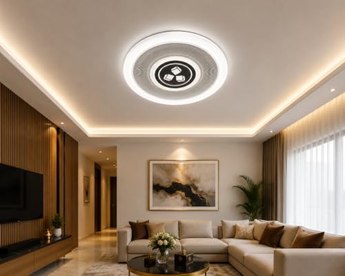 Image of FILLISKA Aluminium Luxurious 3 in 1 Led Ceiling /Wall Chandelier Light with 3 Step Colour Changing Function (Acrylic White-666)