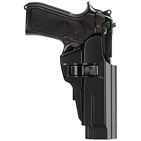 HQDA Beretta 92 92FS M9 M922 Holster, OWB Holster Tactical Outside Waistband Belt Clip Holster with Release Button 60° Adjustable Cant, Right-Handed Cover