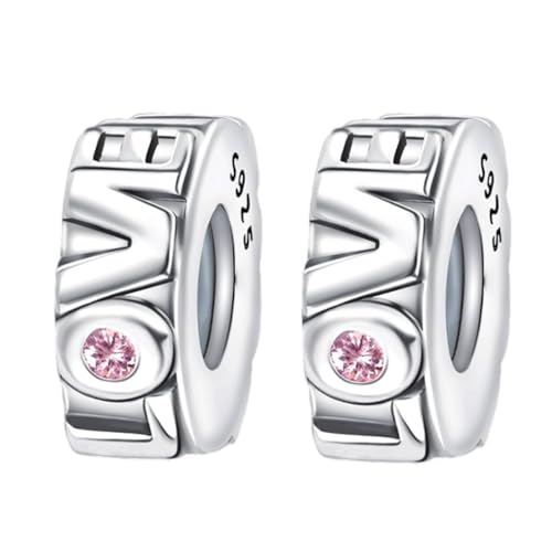Image of Doyafer 925 Sterling Silver Charms Love Heart Silicone Spacer Beads Set For Women'S Charms Bracelets 2 Per Pack