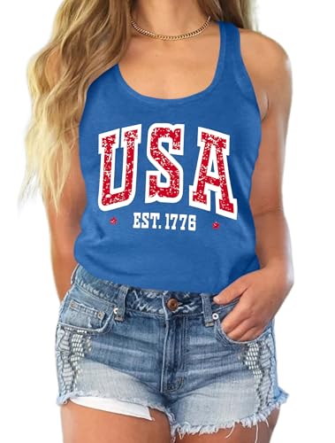 Image of Ithalt Womens American Flag Shirts 4th of July Outfits USA T-Shirt Patriotic Tank Shirt Fourth of July Sleeveless Tops
