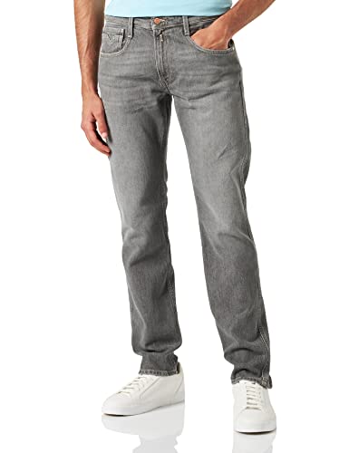 Replay Herren Jeans Anbass Slim-Fit, Forest Grey Delavè 222 (Grau), 27W / 32L – Ansicht 1
