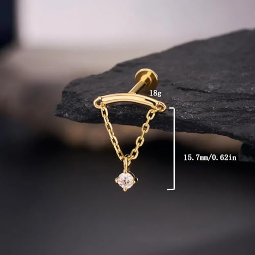 Gold Helix Earrings for Women Flat Back Earrings Hidden Helix Earring Dangle Pearl Drop Tassel Chain Earring Cartilage Studs Jewelry Gift4