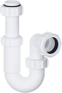 PlumbEZ Adjustable Swivel P Trap with Anti-Slip Ring, Telescopic Sink Trap, 32mm 1.1/4" Multi-fit Sink Waste Kit, BS EN2574-1 Compliant Waste Pipe U Bend