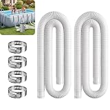 Axrye Tuyau Piscine 32mm/1,25, Tuyau de Rechange pour Piscine 150cm de Long avec 4 Pince M...