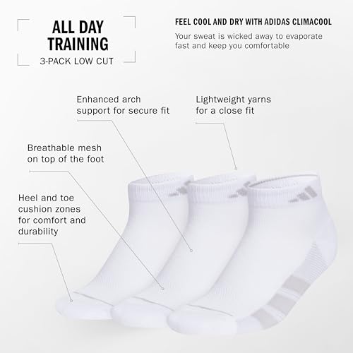 adidas Women's All Day Training Low Cut Socks (3-Pair) athletic performance with targeted cushion for running2